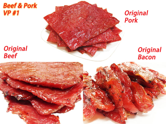 Beef & Pork Variety Pack (orig. pork 4oz / orig. beef 4oz / orig. bacon 4oz)
