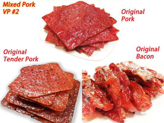 Original Flavor Pork Variety Pack (orig. pork 4oz / orig. tender pork 4oz / orig. bacon 4oz)