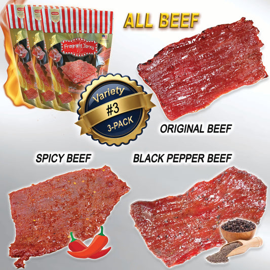 MIXED FLAVORS - ALL BEEF (Original+Spicy+Black Pepper Flavor 4oz Each)