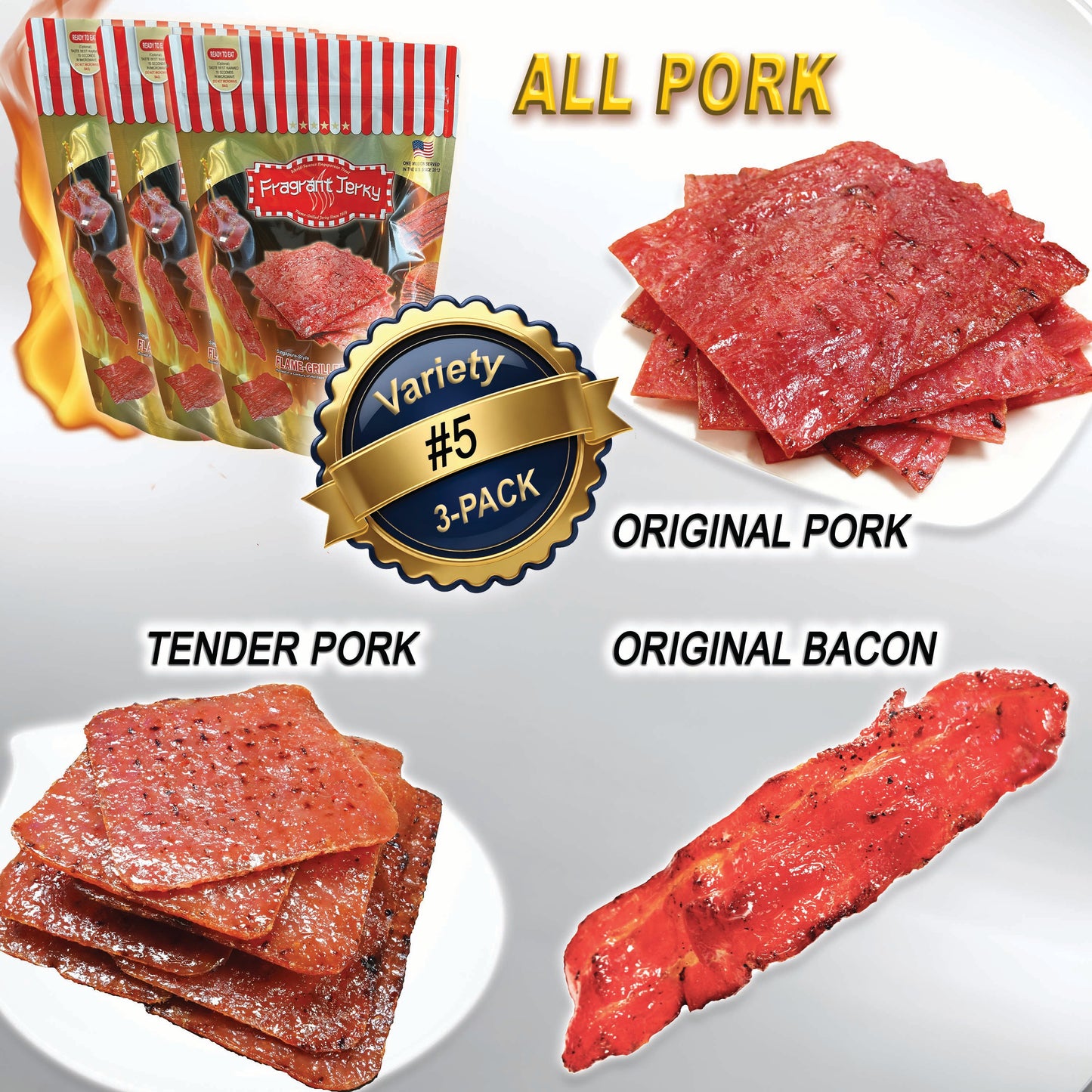ORIGINAL FLAVOR - ALL PORK (Pork+Tender Pork+Bacon 4oz Each)