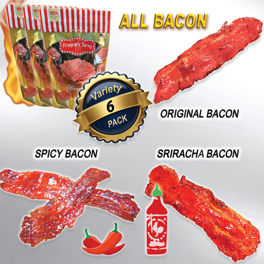 MIXED FLAVORS - ALL BACON (Original+Spicy+Sriracha Flavor 4oz Each)