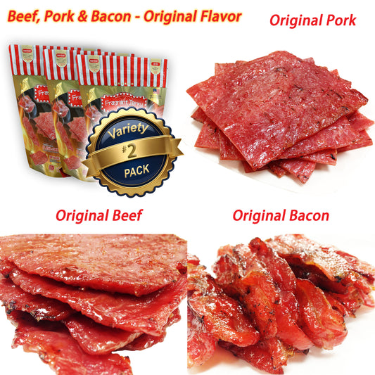 BEEF, PORK, BACON - ORIGINAL FLAVOR (Pork/Beef/Bacon 4oz Each)