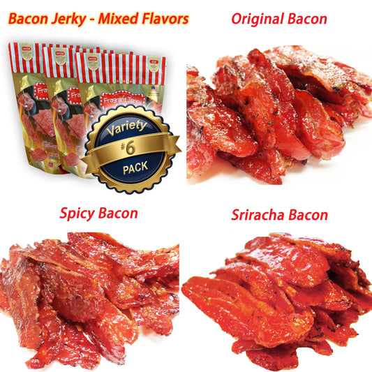 BACON - MIXED FLAVORS VARIETY PACK (orig. 4oz / spicy 4oz / Sriracha spicy 4oz)