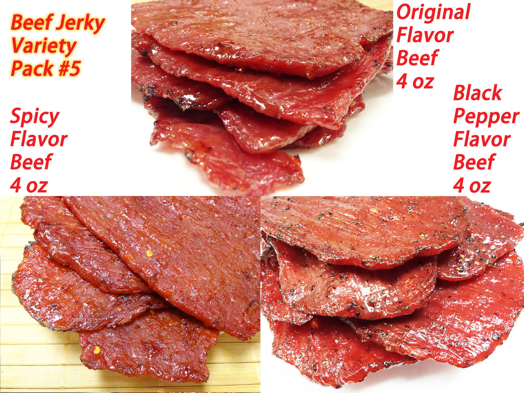 Variety Pack #5 - Beef Jerky ***Original Flavor beef (4 oz), Spicy Beef (4 oz), Black Pepper Beef (4 oz)***