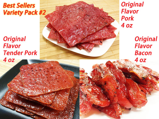 Original Flavor Mixed Pork Jerky 12oz (orig. pork 4oz / orig. tender pork 4oz / orig. bacon 4oz)