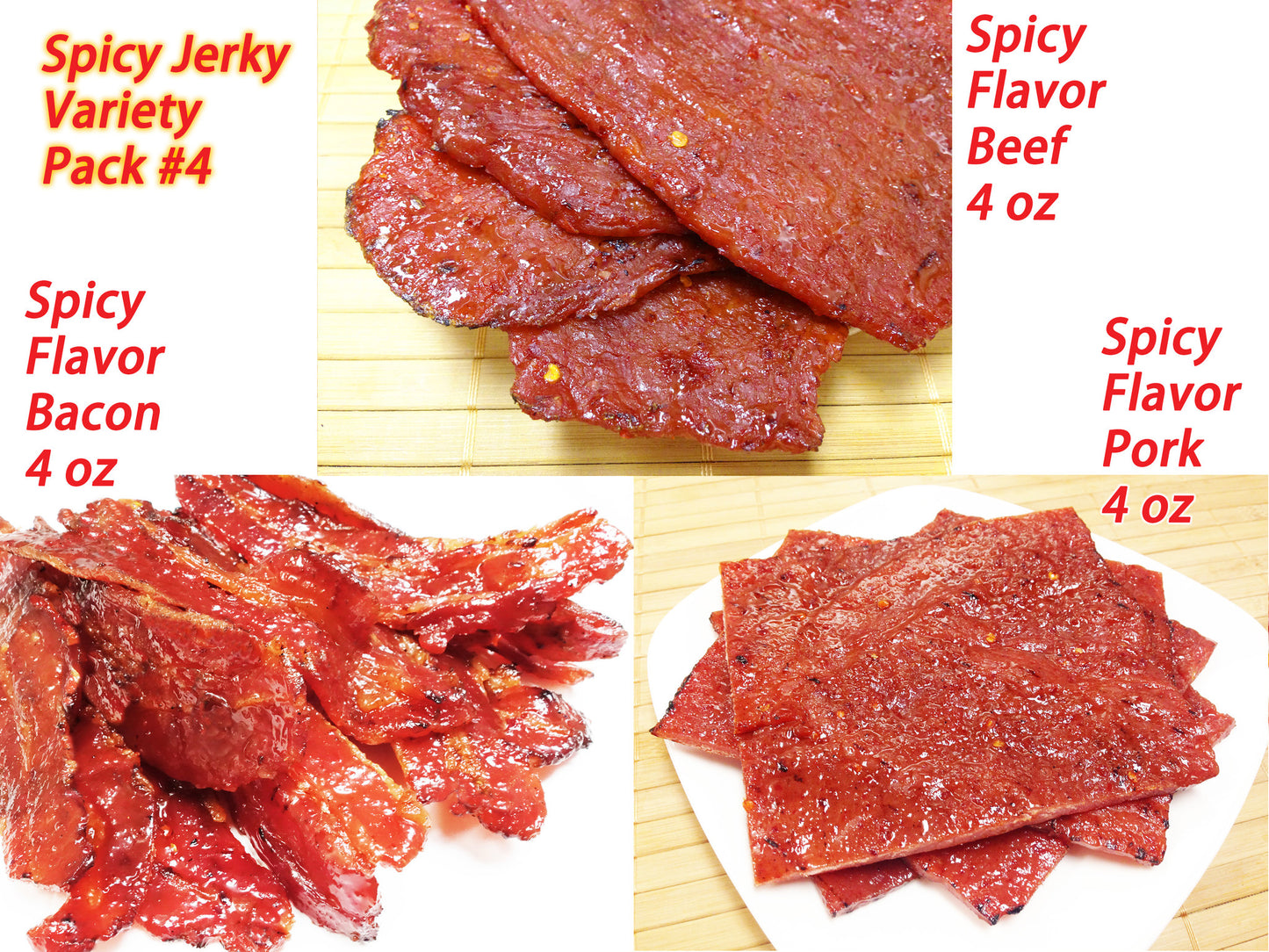 辣味牛+猪組合裝 (辣味牛肉 4盎司 / 辣味猪肉 4盎司 / 辣味培根肉 4盎司)